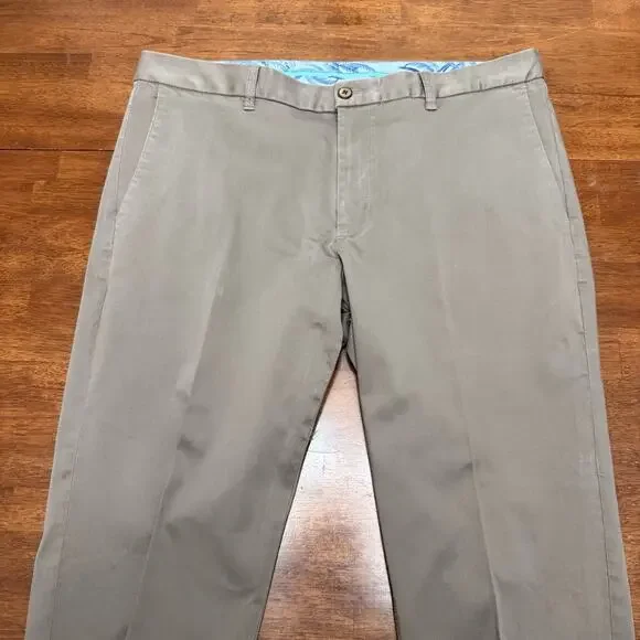 Tommy Bahama Boracay Flat Front Chino Pants Tencel Blend Men's 38x34 Dark Gray - Picture 3 of 13